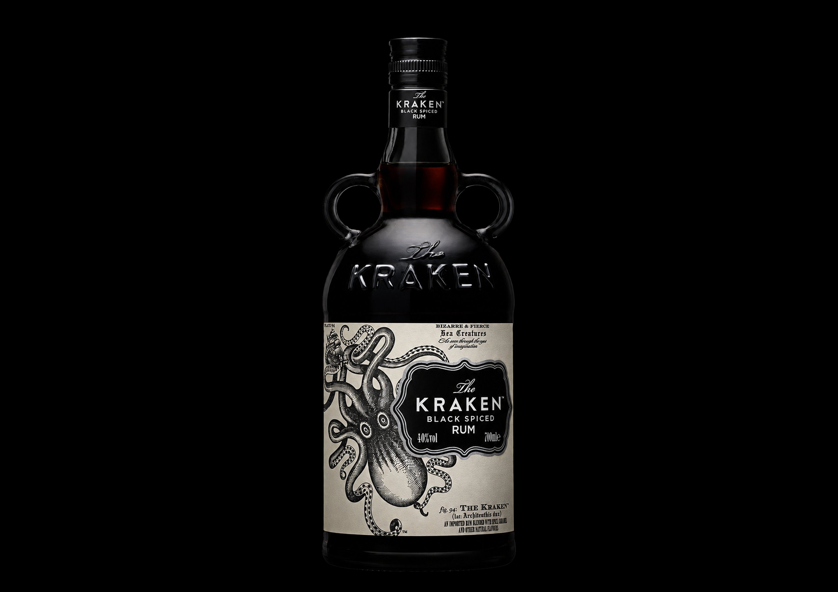 The Kraken Black Spiced Rum – embossed apothecary bottle with twin handles